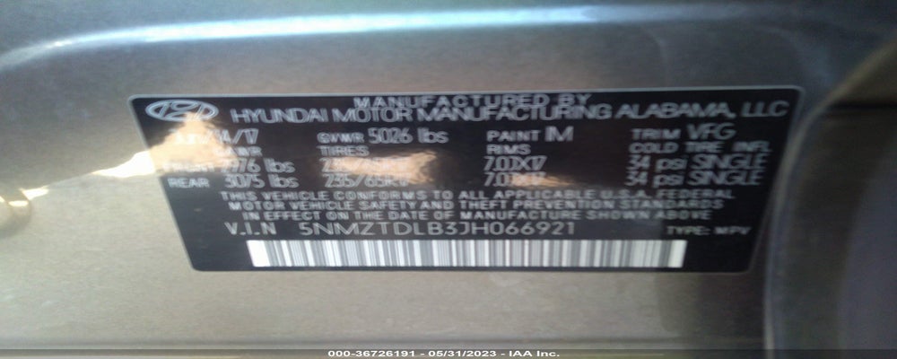 5NMZTDLB3JH066921 2018 HYUNDAI SANTA FE SPORT photo no. 9