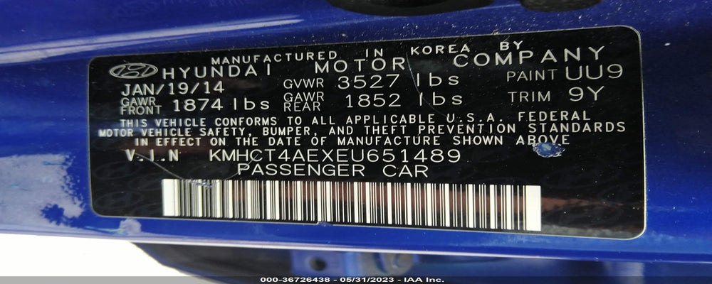 KMHCT4AEXEU651489 2014 HYUNDAI ACCENT photo no. 9