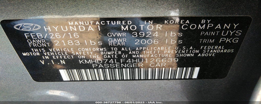 KMHD74LF4HU126639 2017 HYUNDAI ELANTRA photo no. 9