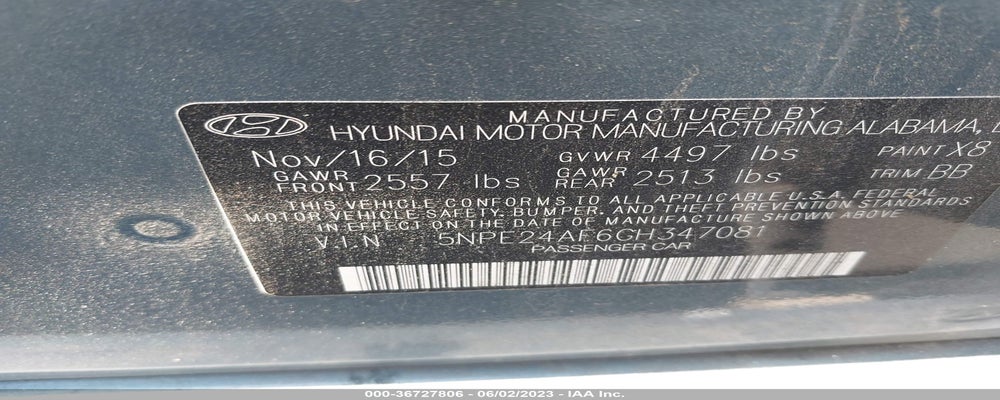 5NPE24AF6GH347081 2016 HYUNDAI SONATA photo no. 9