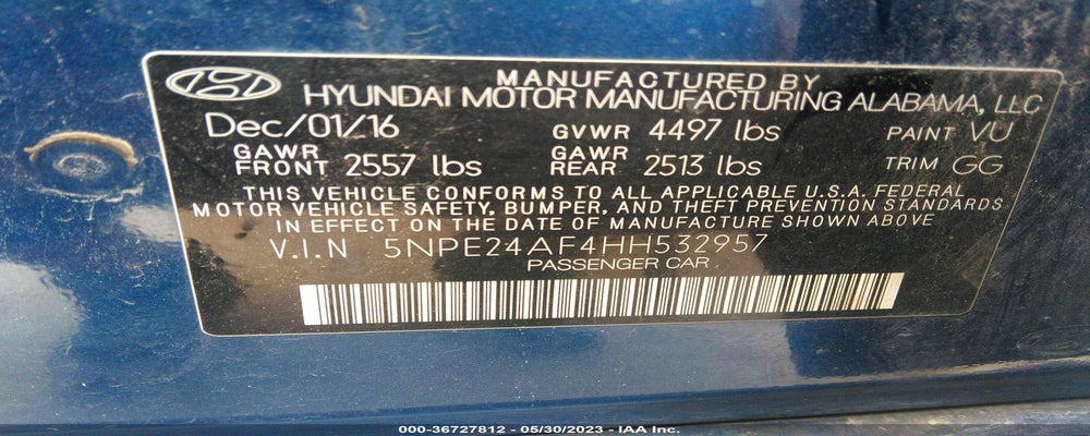 5NPE24AF4HH532957 2017 HYUNDAI SONATA photo no. 9