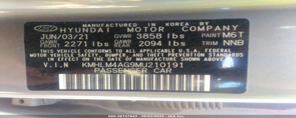 KMHLM4AG9MU210191 2021 HYUNDAI ELANTRA photo no. 9