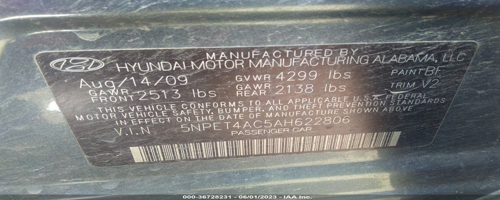 5NPET4AC5AH622806 2010 HYUNDAI SONATA photo no. 9