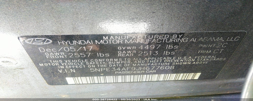 5NPE34AF9JH677608 2018 HYUNDAI SONATA photo no. 9