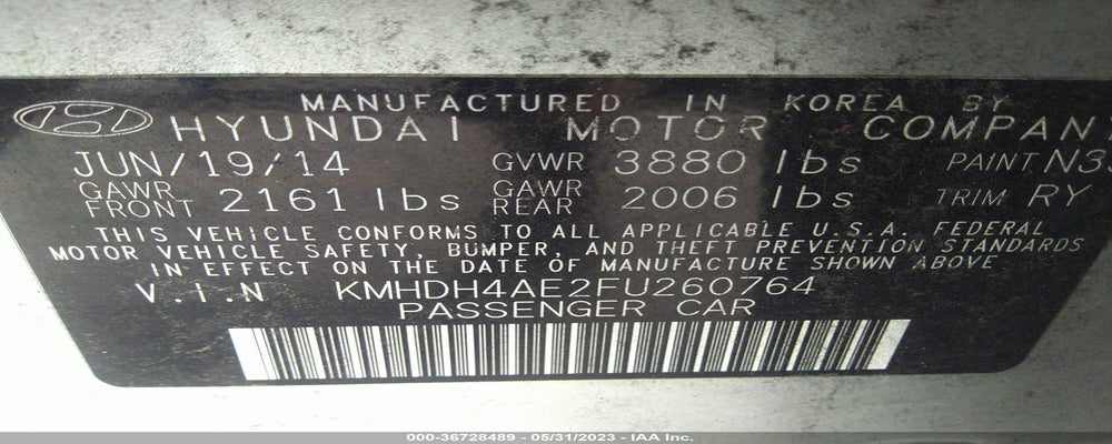 KMHDH4AE2FU260764 2015 HYUNDAI ELANTRA photo no. 9