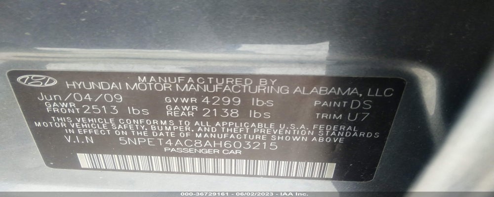 5NPET4AC8AH603215 2010 HYUNDAI SONATA photo no. 9