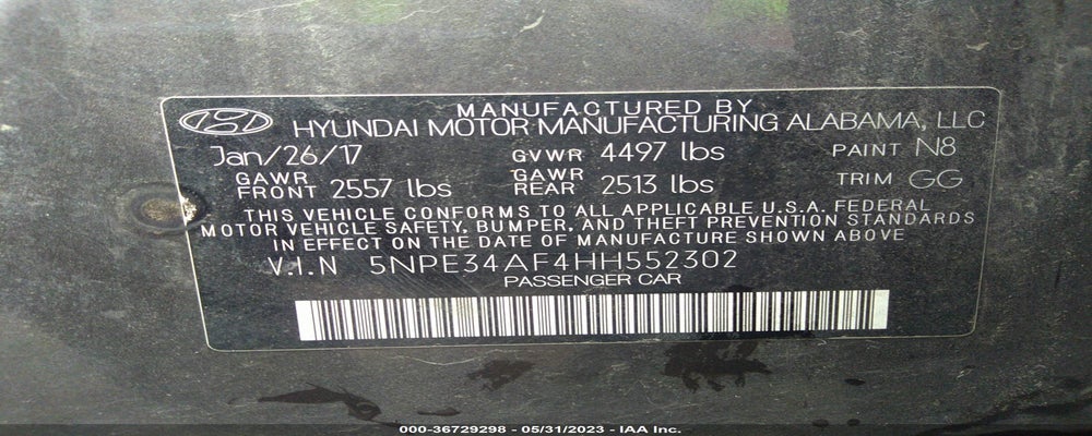 5NPE34AF4HH552302 2017 HYUNDAI SONATA photo no. 9