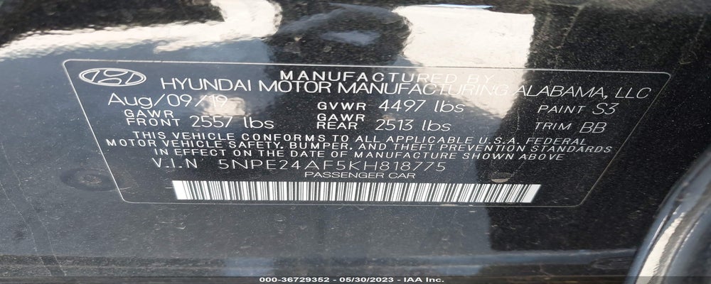 5NPE24AF5KH818775 2019 HYUNDAI SONATA photo no. 9