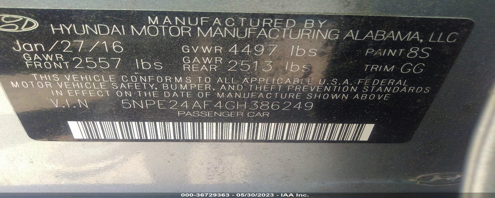 5NPE24AF4GH386249 2016 HYUNDAI SONATA photo no. 9