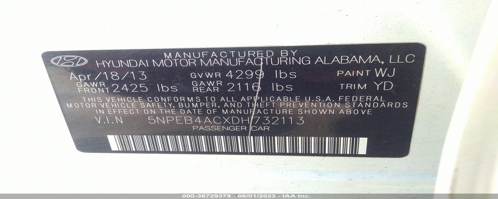 5NPEB4ACXDH732113 2013 HYUNDAI SONATA photo no. 9