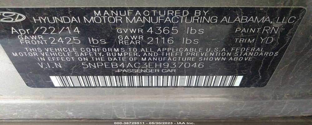 5NPEB4AC3EH937046 2014 HYUNDAI SONATA photo no. 9