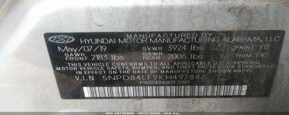 5NPD84LF9KH497847 2019 HYUNDAI ELANTRA photo no. 9