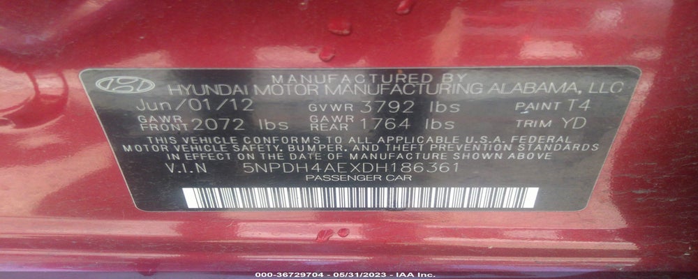 5NPDH4AEXDH186361 2013 HYUNDAI ELANTRA photo no. 9