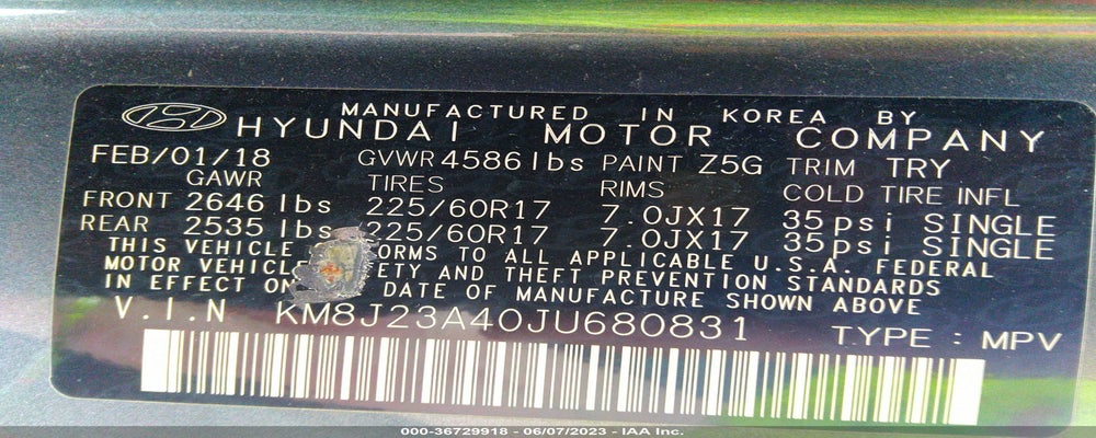 KM8J23A40JU680831 2018 HYUNDAI TUCSON photo no. 9