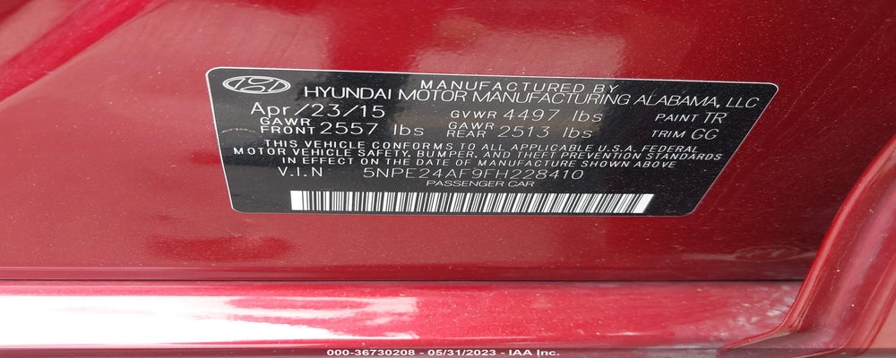 5NPE24AF9FH228410 2015 HYUNDAI SONATA photo no. 9
