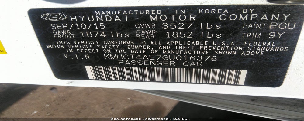KMHCT4AE7GU016376 2016 HYUNDAI ACCENT photo no. 9