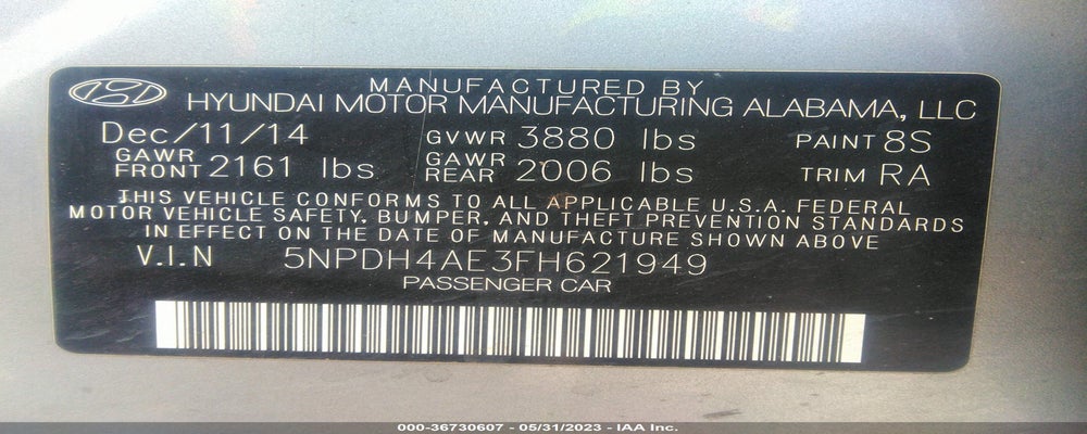 5NPDH4AE3FH621949 2015 HYUNDAI ELANTRA photo no. 9