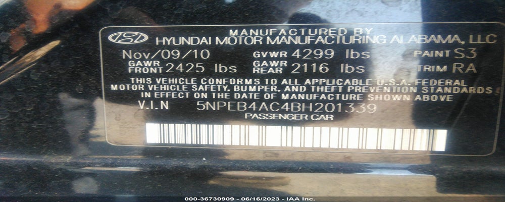 5NPEB4AC4BH201339 2011 HYUNDAI SONATA photo no. 9