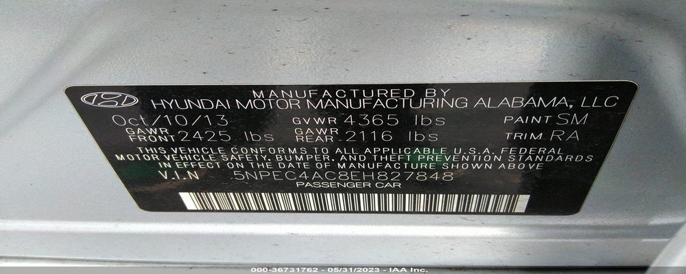 5NPEC4AC8EH827848 2014 HYUNDAI SONATA photo no. 9