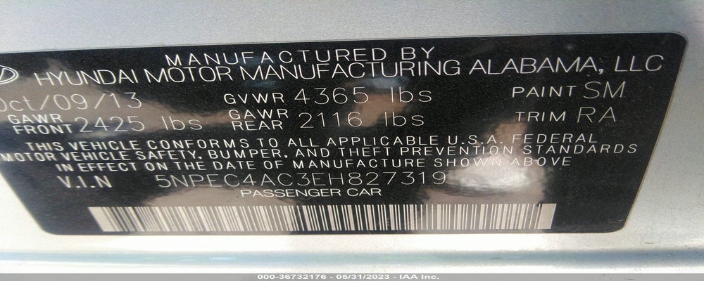 5NPEC4AC3EH827319 2014 HYUNDAI SONATA photo no. 9