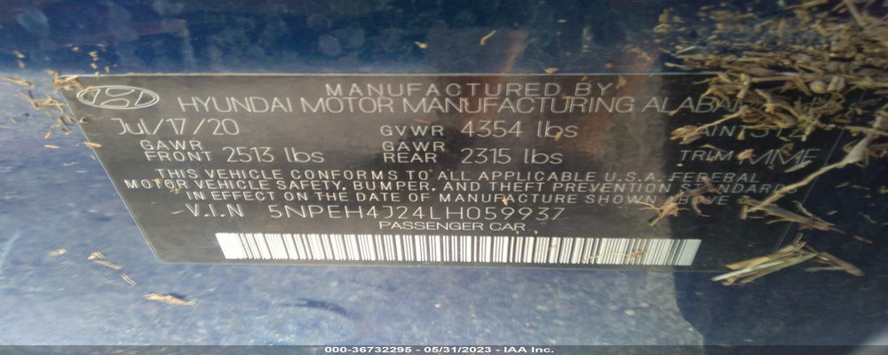 5NPEH4J24LH059937 2020 HYUNDAI SONATA photo no. 9
