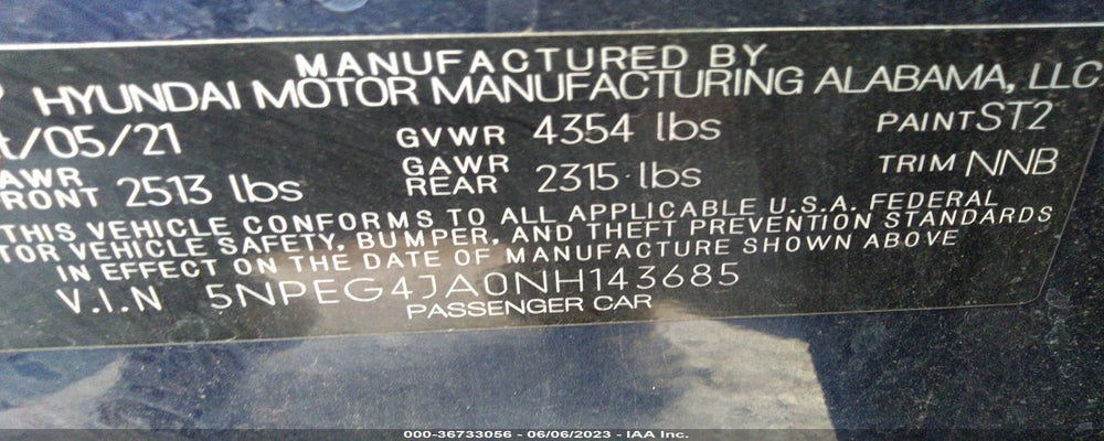 5NPEG4JA0NH143685 2022 HYUNDAI SONATA photo no. 9