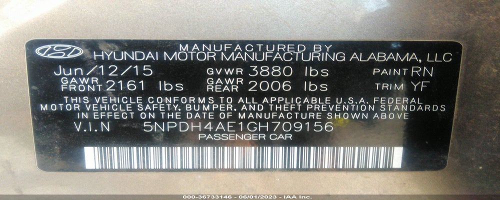 5NPDH4AE1GH709156 2016 HYUNDAI ELANTRA photo no. 9
