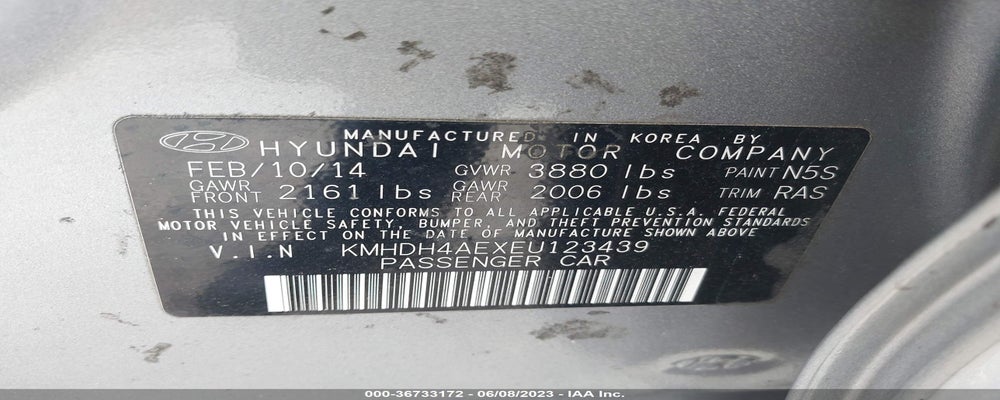 KMHDH4AEXEU123439 2014 HYUNDAI ELANTRA photo no. 9