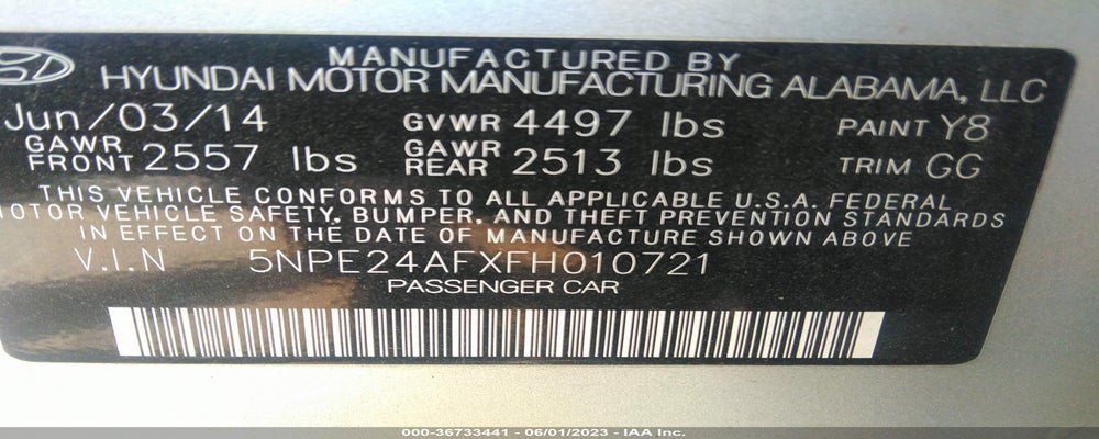 5NPE24AFXFH010721 2015 HYUNDAI SONATA photo no. 9