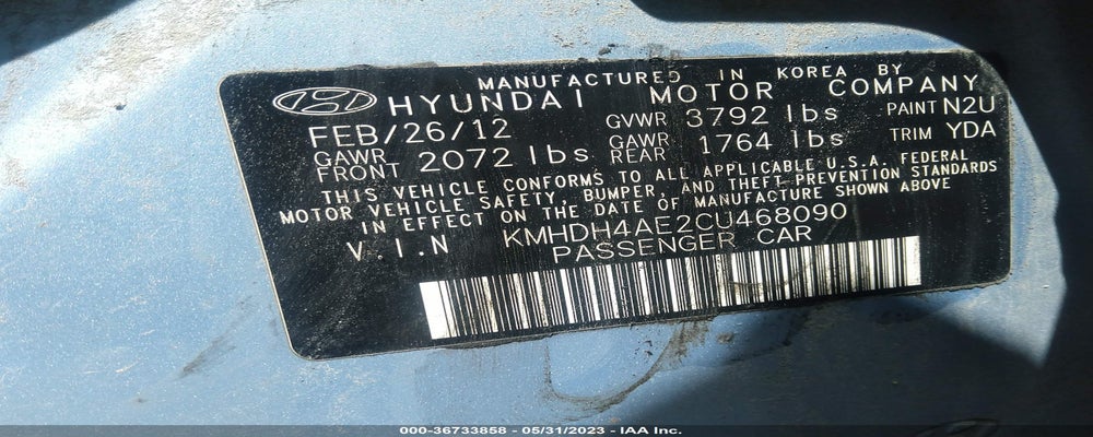 KMHDH4AE2CU468090 2012 HYUNDAI ELANTRA photo no. 9