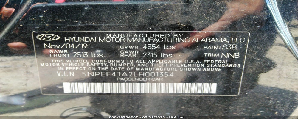 5NPEF4JA2LH001354 2020 HYUNDAI SONATA photo no. 9
