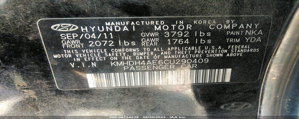 KMHDH4AE6CU290409 2012 HYUNDAI ELANTRA photo no. 9