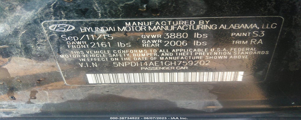 5NPDH4AE1GH759202 2016 HYUNDAI ELANTRA photo no. 9