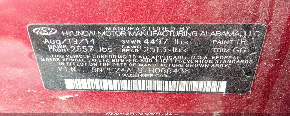 5NPE24AF9FH066438 2015 HYUNDAI SONATA photo no. 9