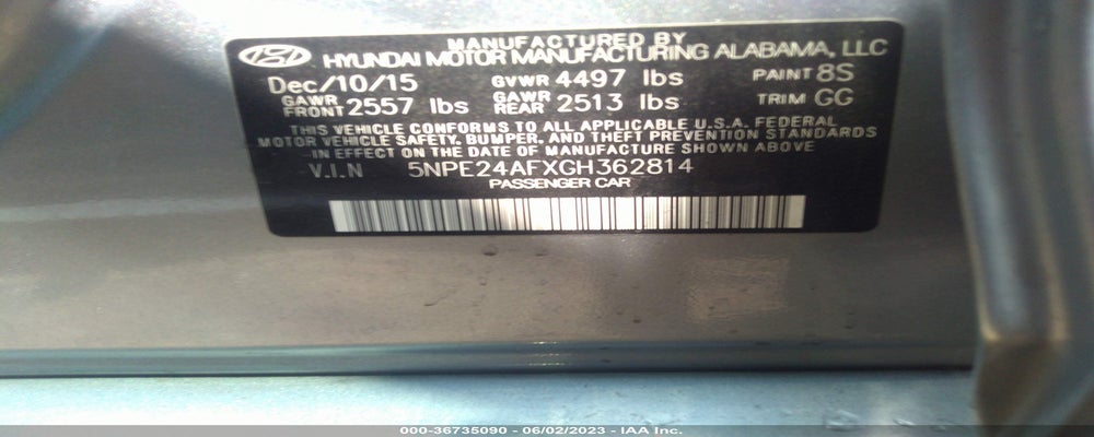 5NPE24AFXGH362814 2016 HYUNDAI SONATA photo no. 9