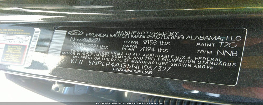 5NPLP4AG5NH067327 2022 HYUNDAI ELANTRA photo no. 9