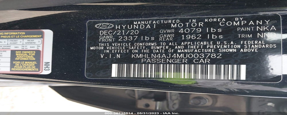 KMHLN4AJ4MU003782 2021 HYUNDAI ELANTRA HYBRID photo no. 9