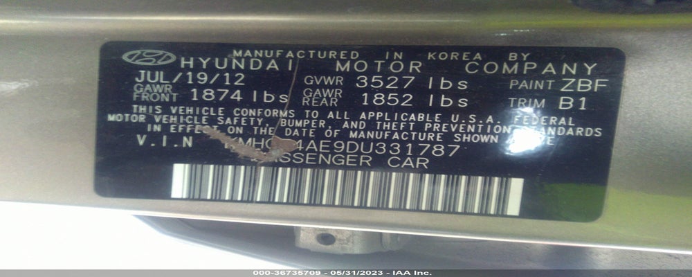 KMHCT4AE9DU331787 2013 HYUNDAI ACCENT photo no. 9