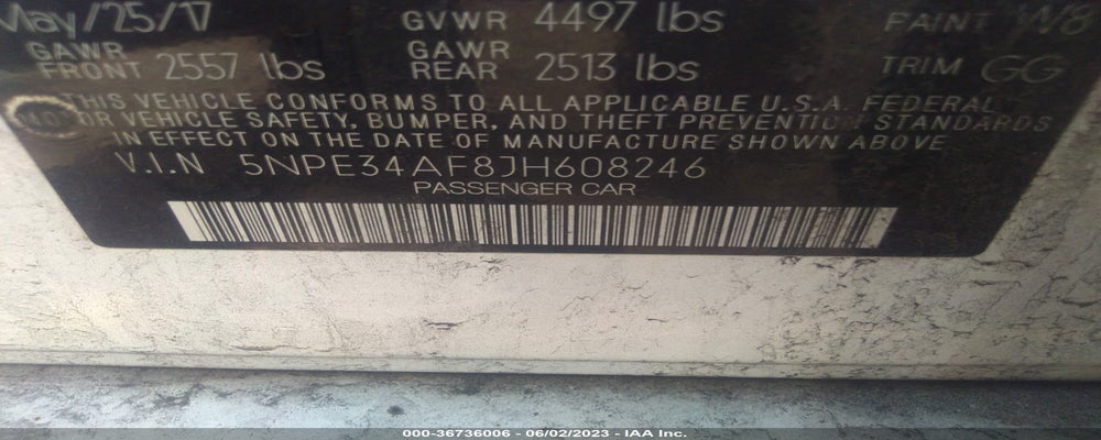 5NPE34AF8JH608246 2018 HYUNDAI SONATA photo no. 9