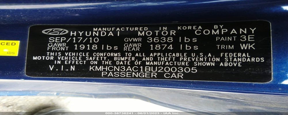 KMHCN3AC1BU200305 2011 HYUNDAI ACCENT photo no. 9
