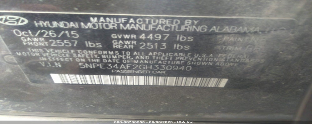 5NPE34AF2GH330940 2016 HYUNDAI SONATA photo no. 9