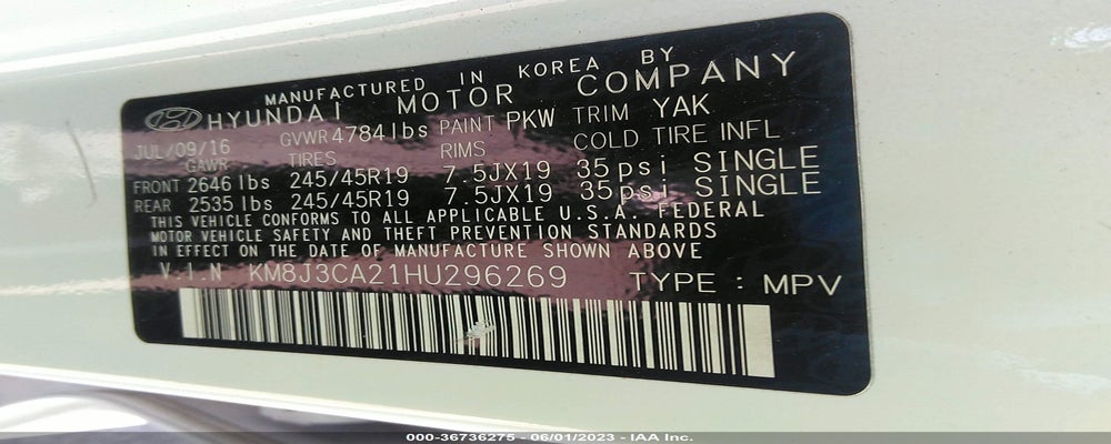 KM8J3CAZ1H0296269 2017 HYUNDAI TUCSON photo no. 9