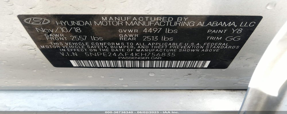 5NPE24AF4KH756835 2019 HYUNDAI SONATA photo no. 9