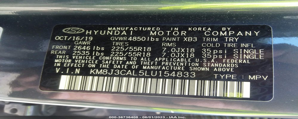 KM8J3CAL5LU154833 2020 HYUNDAI TUCSON photo no. 9