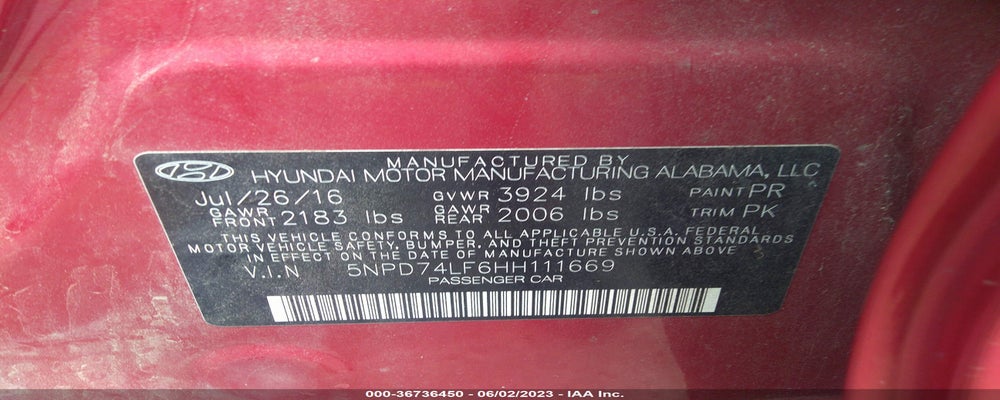 5NPD74LF6HH111669 2017 HYUNDAI ELANTRA photo no. 9