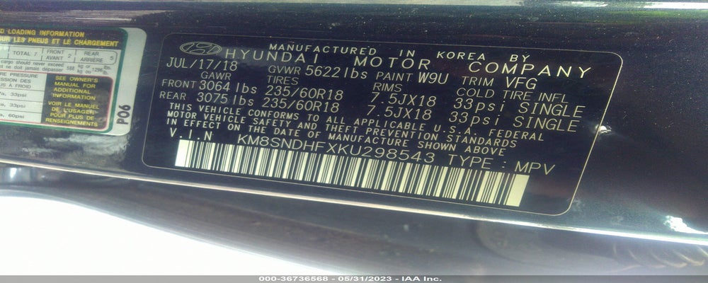 KM8SNDHFXKU298543 2019 HYUNDAI SANTA FE XL photo no. 9
