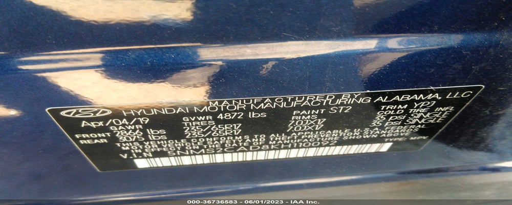 5NMS2CAD8KH110092 2019 HYUNDAI SANTA FE photo no. 9