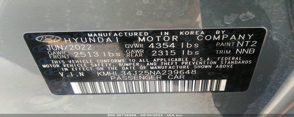 KMHL34J25NA239648 2022 HYUNDAI SONATA photo no. 9