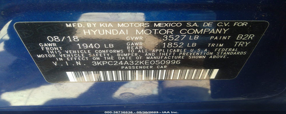 3KPC24A32KE050996 2019 HYUNDAI ACCENT photo no. 9