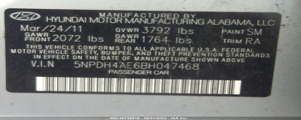 5NPDH4AE6BH047468 2011 HYUNDAI ELANTRA photo no. 9